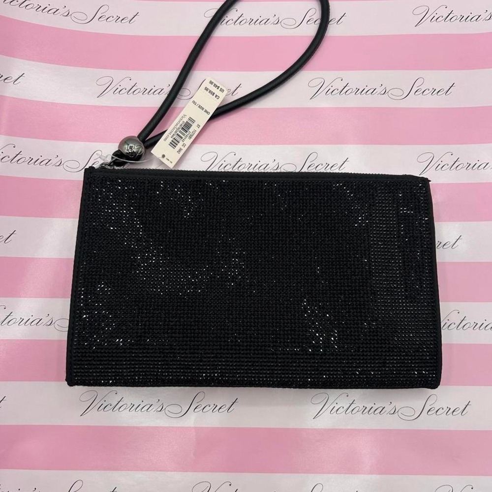 Victoria's Secret black clutch with glitter NWT
